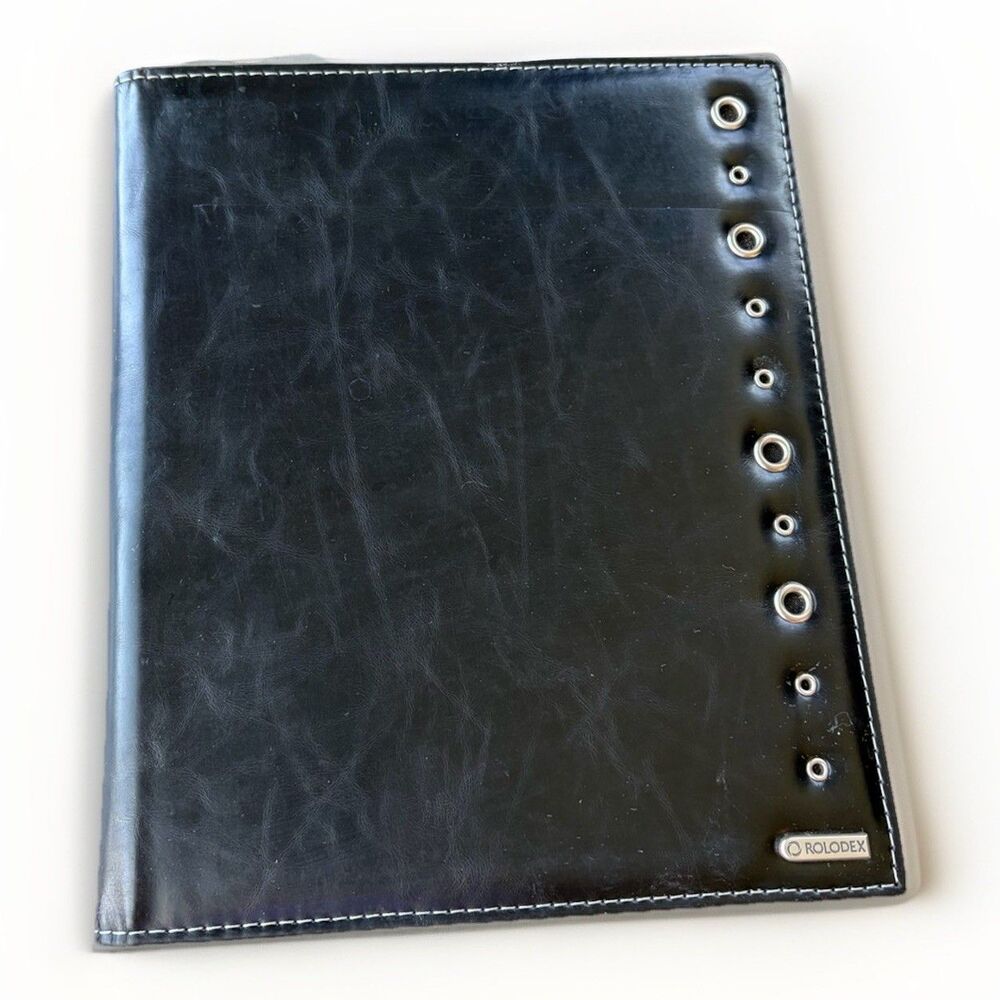 Rolodex Black Leather Discbound Notebook Cover Refillable Professional Organizer